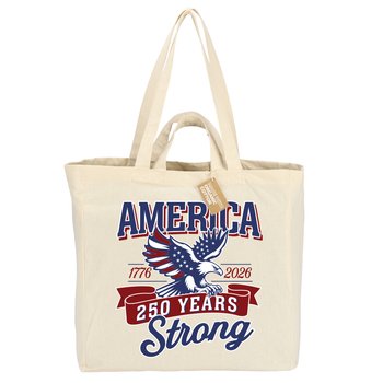 USA 250th Anniversary Eagle Dual Carry Handle Reusable Cotton Tote Bag from Positive Promotions