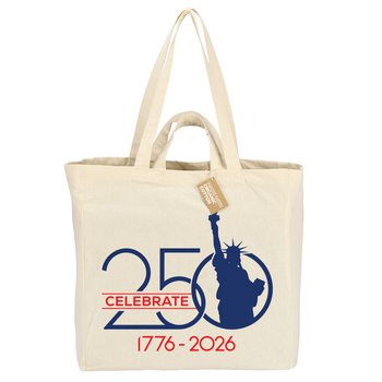 USA 250th Anniversary Statue of Liberty Dual Carry Handle Reusable Cotton Tote Bag from Positive Promotions