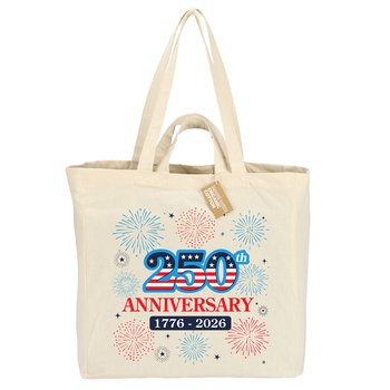 USA 250th Anniversary Fireworks Dual Carry Handle Reusable Cotton Tote Bag from Positive Promotions