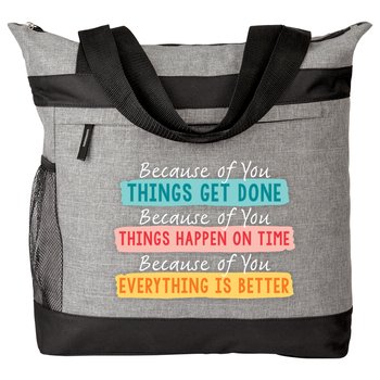 Because of You... Dylan Heathered Zip Tote Bag from Positive Promotions