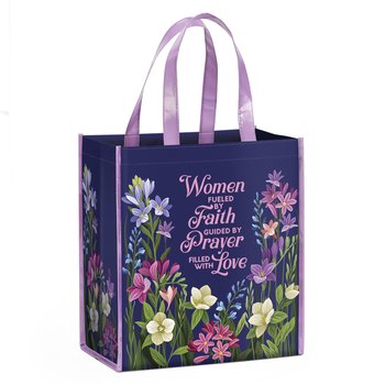 Women: Fueled by Faith. Guided by Prayer. Filled With Love. Non-Woven Laminated Tote from Positive Promotions