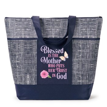 Blessed Is the Mother Who Puts Her Trust in God Malibu Non-Woven Zippered Tote Bag from Positive Promotions