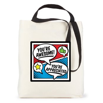 You're Awesome / You're Appreciated Venice Dual Carry Handle Reusable Cotton Tote Bag from Positive Promotions