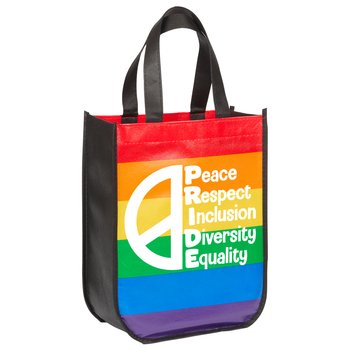 PRIDE Acrostic Rainbow Laminated Fashion Tote Bag from Positive Promotions