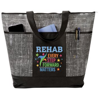 Rehab: Every Step Forward Matters Malibu Non-Woven Zippered Tote Bag from Positive Promotions