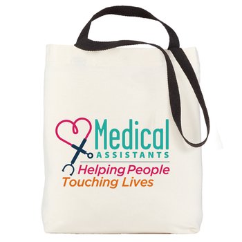 Medical Assistants: Helping People, Touching Lives Venice Dual Carry Handle Reusable Cotton Tote Bag from Positive Promotions