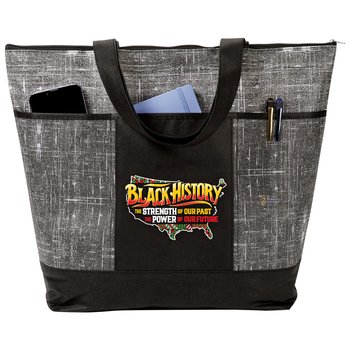 Black History: The Strength of Our Past, the Power of Our Future Malibu Non-Woven Zippered Tote Bag from Positive Promotions