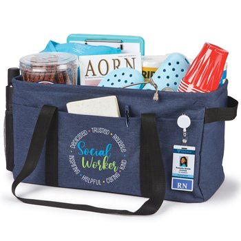 Social Worker Words in Circle 2-in-1 Bring-It-All Jumbo Utility Tote & Organizer from Positive Promotions
