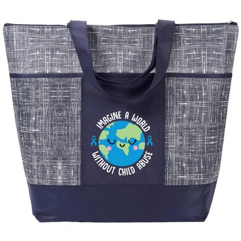 Imagine a World Without Child Abuse Malibu Non-Woven Zippered Tote Bag from Positive Promotions