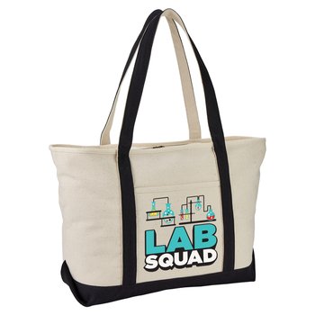 Lab Squad Oversized Boater 24-Oz. Cotton Canvas Tote Bag w/Trolly Strap from Positive Promotions