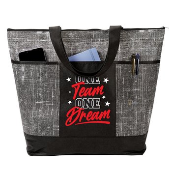One Team, One Dream Malibu Non-Woven Zippered Tote Bag from Positive Promotions