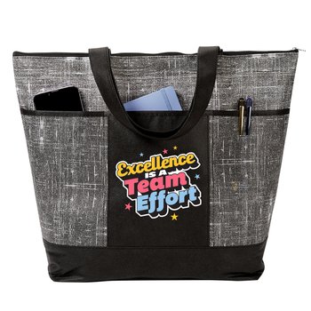 Excellence Is a Team Effort Malibu Non-Woven Zippered Tote Bag from Positive Promotions