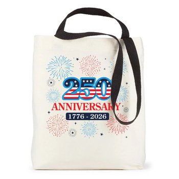 USA 250th Anniversary Fireworks Venice Dual Carry Handle Reusable Cotton Tote Bag from Positive Promotions