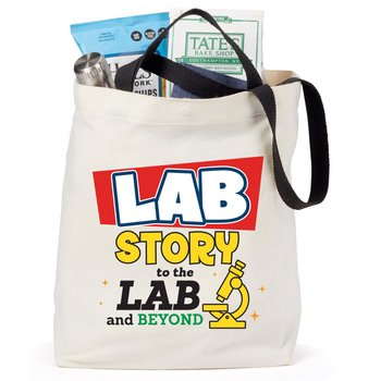Lab Story: To the Lab and Beyond Venice Dual Carry Handle Reusable Cotton Tote Bag from Positive Promotions