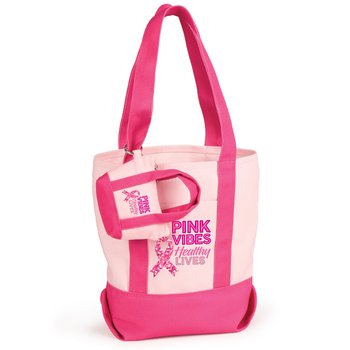 Pink Vibes, Healthy Lives Cotton Canvas Market Tote Bag from Positive Promotions