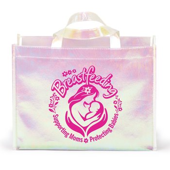 Breastfeeding: Supporting Moms, Protecting Babies Pearlescent Laminated Non-Woven Tote Bag from Positive Promotions