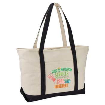 Food Services Oversized Boater 24-Oz. Cotton Canvas Tote Bag With Trolley Strap from Positive Promotions
