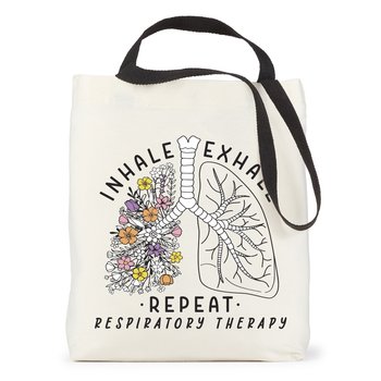Inhale, Exhale, Repeat: Respiratory Therapy Venice Dual Carry Handle Reusable Cotton Tote Bag from Positive Promotions
