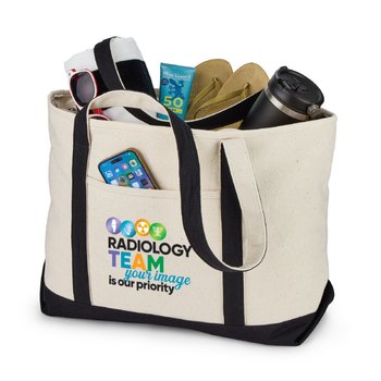 Radiology Team Oversized Boater 24-Oz. Cotton Canvas Tote Bag With Trolley Strap from Positive Promotions