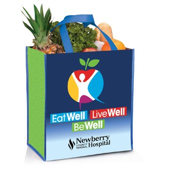 Eat Well, Live Well, Be Well Non-Insulated Laminated Eco-Shopper Tote - Personalization Available from Positive Promotions