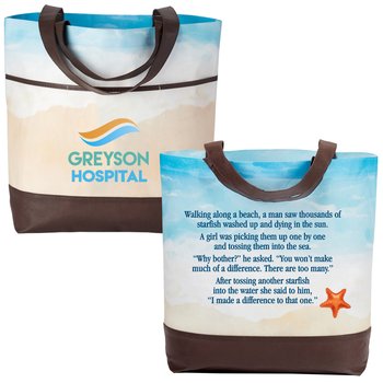 Beach Scene Malibu Non-Woven Tote Bag With Starfish Story - Personalization Available from Positive Promotions