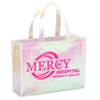 Pearlescent Laminated Non-Woven Tote Bag - One-Color Personalization Available from Positive Promotions