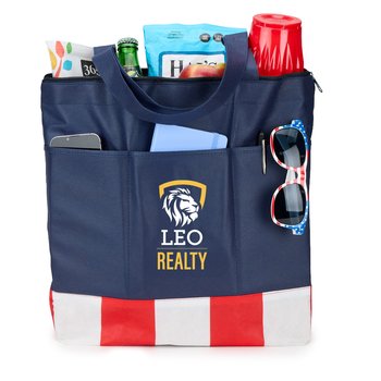 Patriotic Malibu Non-Woven Tote Bag - Personalized from Positive Promotions
