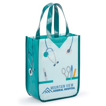 Scrubs Mini Laminated Non-Woven Tote Bag - One-Color Personalization Available from Positive Promotions