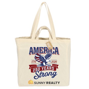 USA 250th Anniversary Eagle Dual Carry Handle Reusable Cotton Tote Bag - Personalization Available from Positive Promotions
