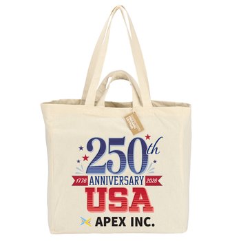 USA 250th Anniversary USA Dual Carry Handle Reusable Cotton Tote Bag - Personalization Available from Positive Promotions
