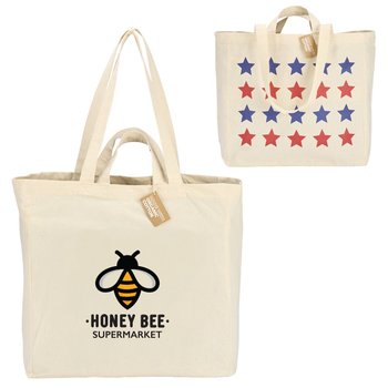 USA Dual Carry Handle Reusable Cotton Tote Bag - Personalization Available from Positive Promotions