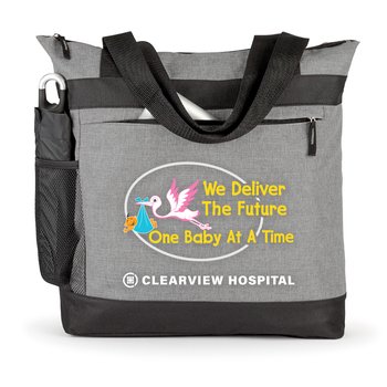 Dylan Heathered Gray Zip Tote Bag - Personalization Available from Positive Promotions