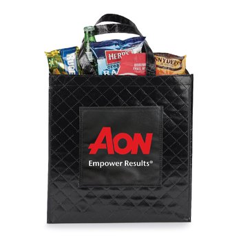 Quilted Laminated Non-Woven Shopper Tote Bag - Personalization Available from Positive Promotions
