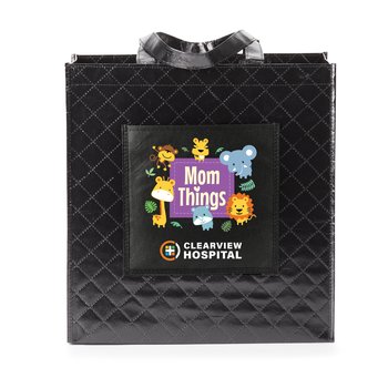 Mom Things Quilted Laminated Non-Woven Shopper Tote Bag - Personalization Available from Positive Promotions