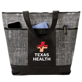 Black Malibu Non-Woven Zippered Tote Bag - Personalization Available from Positive Promotions