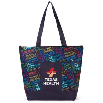 Motivational Word Cloud Malibu Non-Woven Zippered Tote Bag - Personalization Available from Positive Promotions