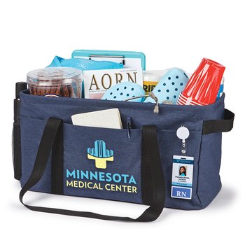 Navy 2-in-1 Bring-It-All Jumbo Utility Tote & Organizer - Personalization Available from Positive Promotions