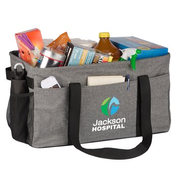 Gray 2-in-1 Bring-It-All Jumbo Utility Tote & Organizer - Personalization Available from Positive Promotions