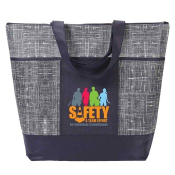 Workplace Safety Navy Malibu Non-Woven Zippered Tote Bag - Personalization Available from Positive Promotions