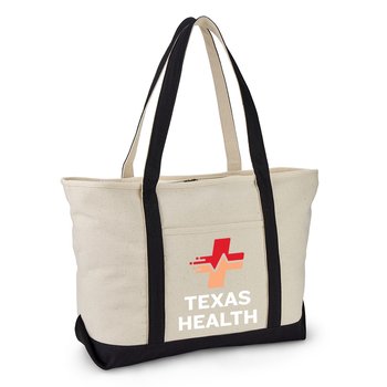 Oversized Boater Cotton Canvas Tote Bag 24 oz. With Trolley Strap - Embroidered Personalization Available from Positive Promotions