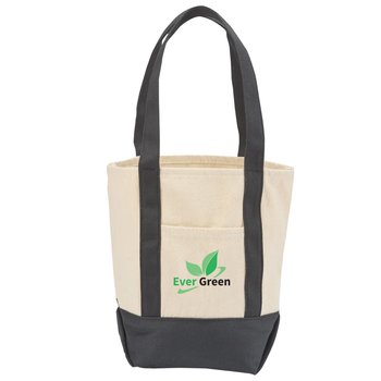 Natural/Black Cotton Canvas Market Tote Bag - Personalization Available from Positive Promotions