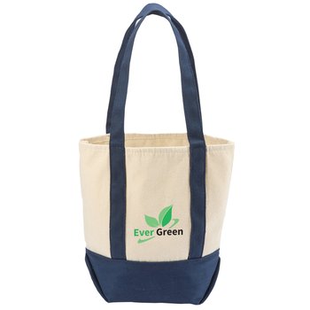 Natural/Navy Cotton Canvas Market Tote Bag - Personalization Available from Positive Promotions