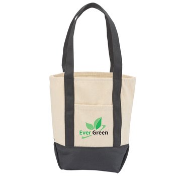 Natural/Black Cotton Canvas Market Tote Bag - Embroidered Personalization Available from Positive Promotions