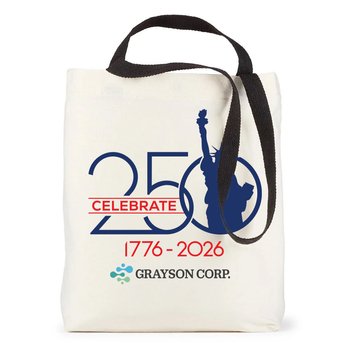 USA 250th Anniversary Statue of Liberty Venice Dual Carry Handle Reusable Cotton Tote Bag - Personalization Available from Positive Promotions