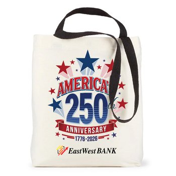 USA 250th Anniversary Stars Venice Dual Carry Handle Reusable Cotton Tote Bag - Personalization Available from Positive Promotions