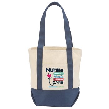 Certified Nurses Navy Cotton Canvas Market Tote Bag - Personalization Available from Positive Promotions