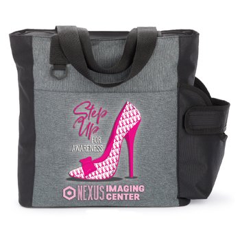 Step Up For Awareness Camino Heathered Tote Bag With 30-/40-oz. Drinkware Pocket - Personalization Available from Positive Promotions