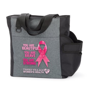 You Are Beautiful, Brave, Strong Camino Heathered Tote Bag With 30-/40-oz. Drinkware Pocket - Personalization Available from Positive Promotions