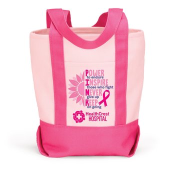PINK Sunflower Cotton Canvas Market Tote Bag - Personalization Available from Positive Promotions
