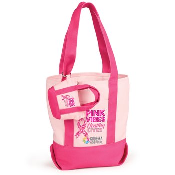 Pink Vibes, Healthy Lives Cotton Canvas Market Tote Bag - Personalization Available from Positive Promotions